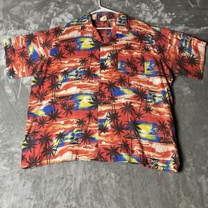 Vintage Big Kanaka By Corzini Floral Hawaiian Camp Shirt Mens 2XL Made USA